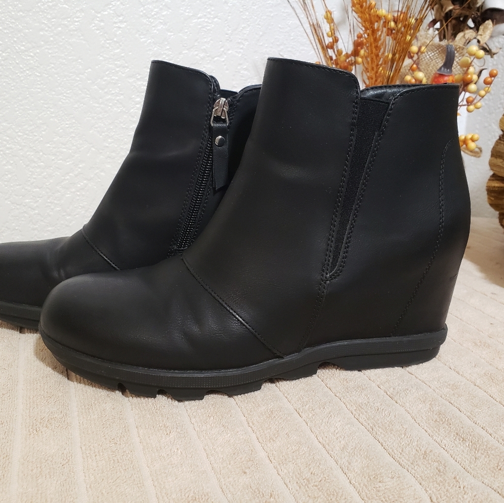 Black Wedge Ankle Bootie Boots By Athlefit, Women's Sz 10